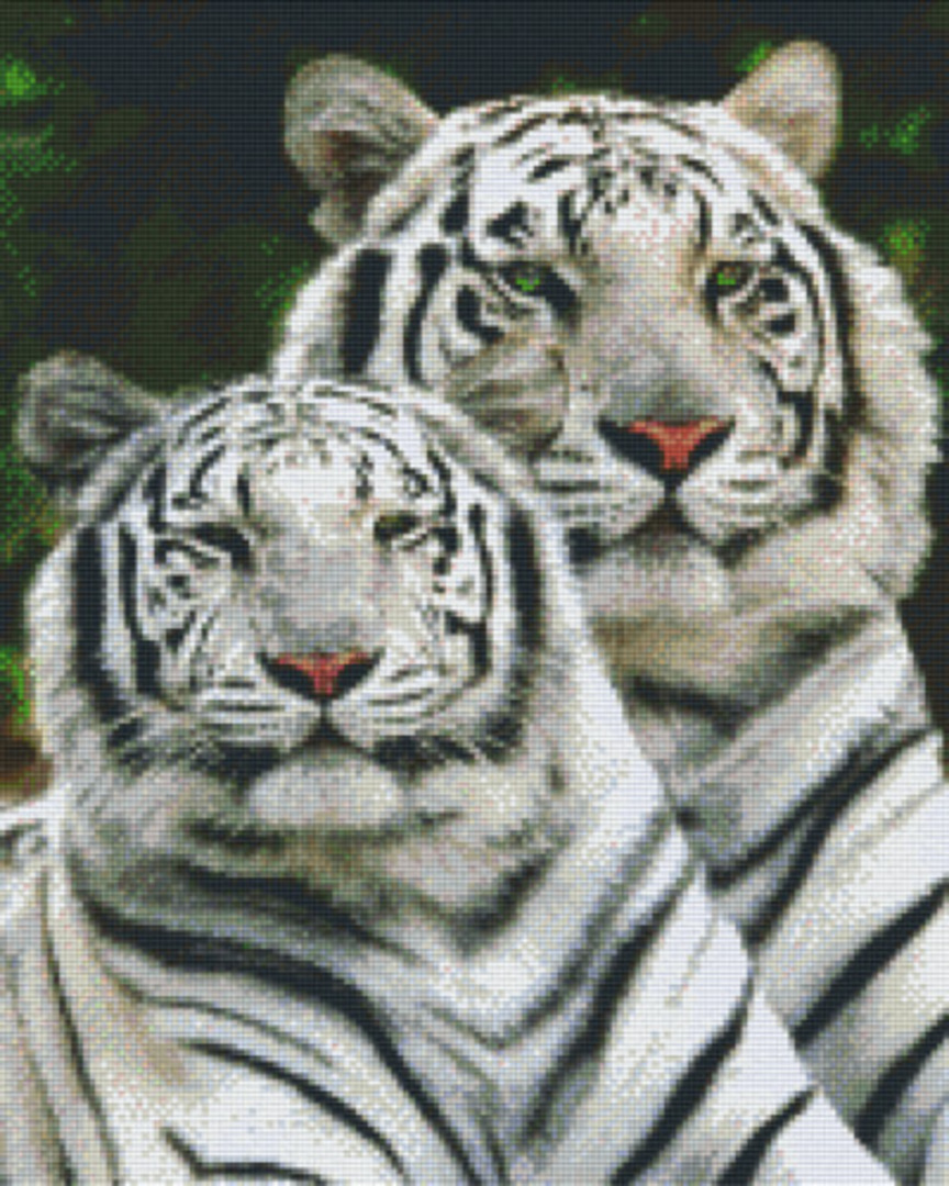 White Tigers Sixteen [16] Baseplate PixelHobby Mini-mosaic Art Kit image 0